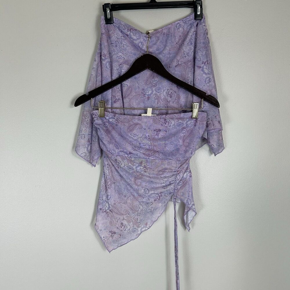 See You Monday M Mesh Set Skirt Festival Asymmetrical Mesh Y2K Strapless Tube
